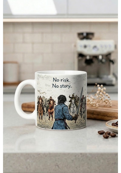 No Risk No Story Yazılı Kupa Bardak - Motivasyon Tasarım Baskılı Seramik Hediye Kupa Bardak Çok Renkli