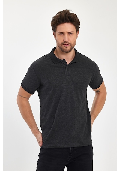 Nemonti Premium Penye Polo Yaka T-shırt Antrasit