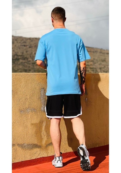 Flood Of Style Erkek Mavi Düz Oversize Tshirt