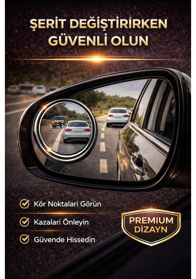 Kör Nokta Aynası 2 Li Set Mini Oval Geniş Açılı Dikiz Aynası, Park & Geri Manevra Yardımcı, Araç İçi Uyumlu