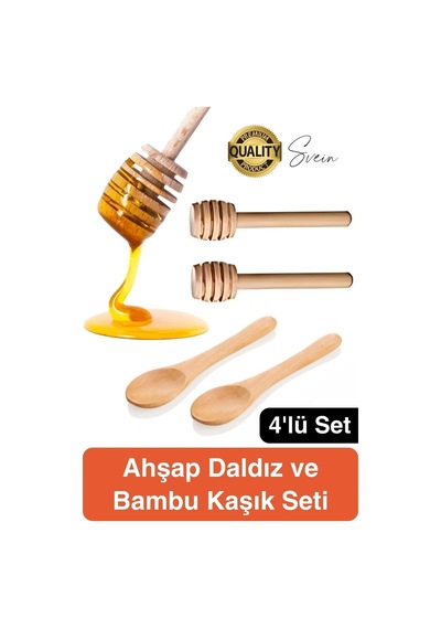 Özel Üretim Bambu Kaşık Ahşap Bal Daldız Seti Petek Tahta Baharat Bal Arısı Karıştırma Reçel Pekmez Çok Renkli