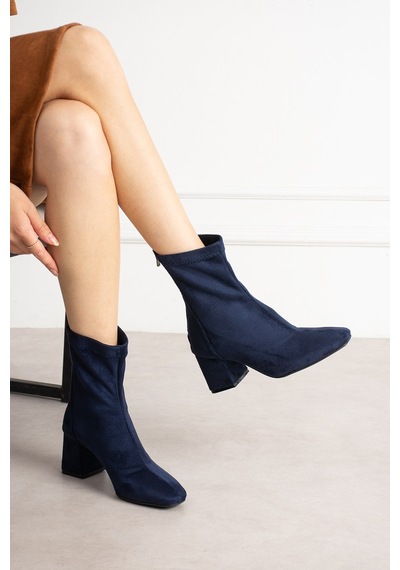 Dabab Shoes Lara Kadın Lacivert Süet Streç Küt Burun Fermuarlı 6 Cm Kalın Topuklu Bot Bootie Dabab Shoes Lara Kadın Lacivert Süet Streç Küt Burun Fermuarlı 6 Cm Kalın Topuklu Bot Bootie
