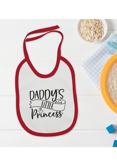 BK Kids Daddy's Little Princess Tasarımlı Kırmızı Bebek Mama Önlü Kırmızı