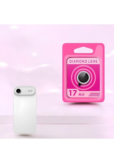 İphone 17 Air Uyumlu Premium Kalite Parmak İzi Tutmaz Renkli Taşlı Kamera Lens Koruyucu Beyaz