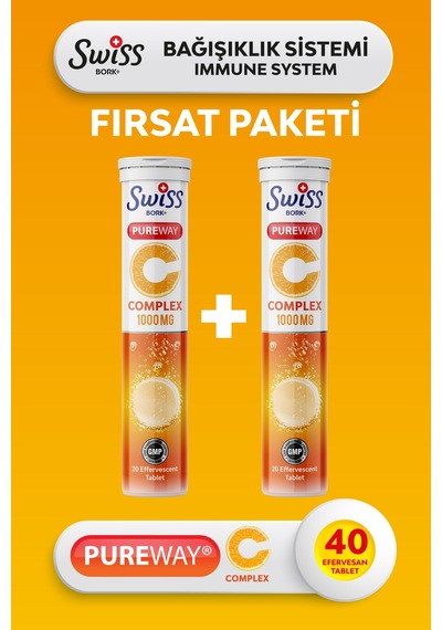 Swiss Bork C Vitamini 1000 Mg Çinko D3 K2 İçeren 20 Efervesan Tablet 2 Li Avantaj Paket