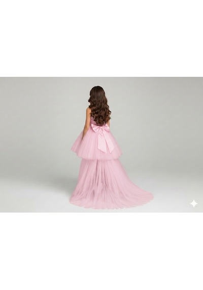Star Kids Fashion Kız Çoçuk Pembe Kuyruk Detalı Elbise, Kız Çocuk Mezuniyet Elbisesi