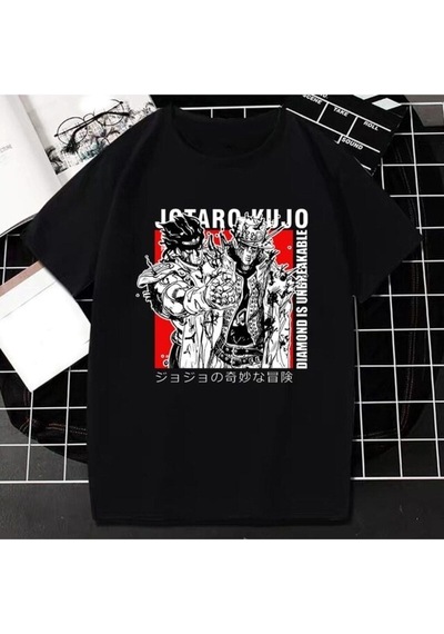 Noıssey Kırmızı Etiket Gala Unisex Jojo Tuhaf Macera T-shirt Model20 16726 Siyah