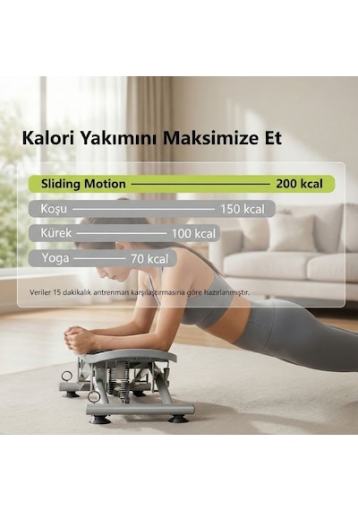 Slider Evde Kaykay Spor Aleti Dijital Ekranlı Kaydırmalı Fitness Board, 6 Fonksiyonlu