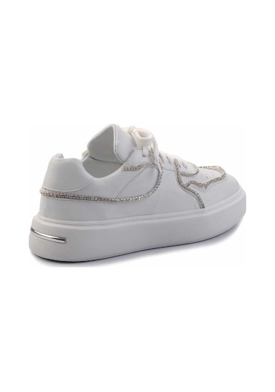 Bambi Beyaz Hakiki Deri Kadın Sneaker K01480136703 Beyaz