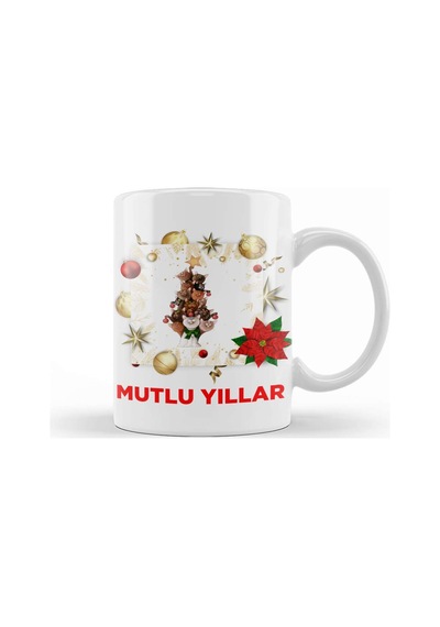 Yılbaşı Yeni Yıl Konseptli Mutlu Yıllar Hediye Kupa Bardak Porselen Karışık