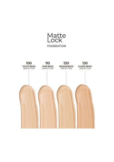Lexroo Matte Lock Foundation 130 Classic Beige Spf 50 Yoğun Kapatıcı Mat Bitişli Fondöten