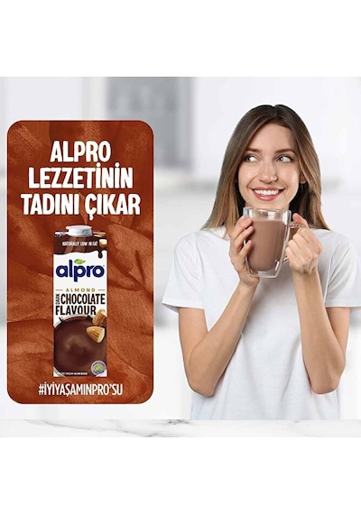 Alpro Bitter Çikolata Badem Sütü 4x1 L Vegan Laktozsuz Bitkisel B