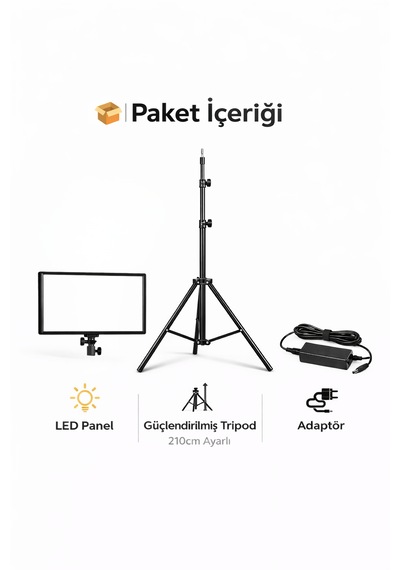 Kare Soft Işık Profosyonel Led Panel Makeup Fotoğraf Video Çekim Işığı Güçlendirilmiş Tripod 2.10 Cm Siyah