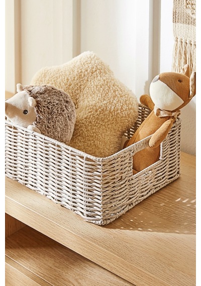 Ocean Home Textile Çocuk Odası Yıkanabilir Gri Pp Rattan Sepet 36 X 26 X 12 Cm