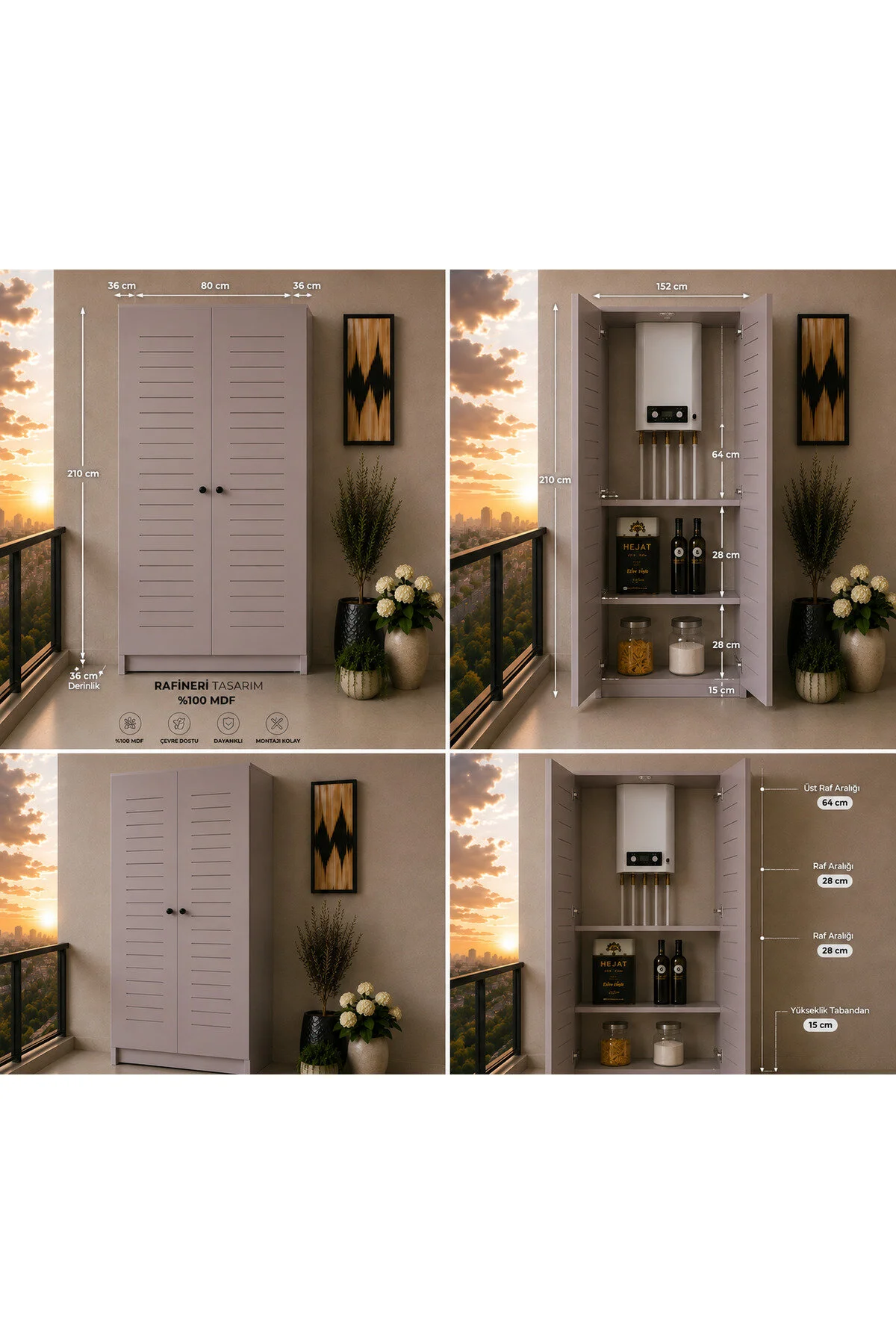 Flower Dolap,çok Amaçlı Kombi Dolabı,balkon Dolabı,kiler Dolabı Krem