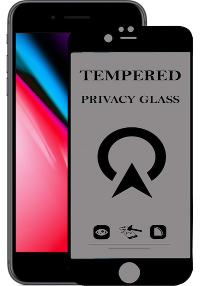 Apple Uyumlu   iPhone 8 Plus ile Tam Kaplayan Hayalet Privacy Temperli Cam Ekran Koruycu Siyah