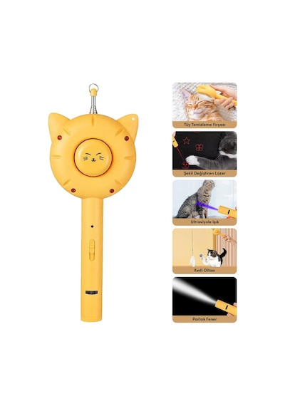 Gobypet 5'i Bir Arada Pratik Otomatik Lüx Temizlenen Tuşlu Evcil Hayvan Fırçası Turuncu