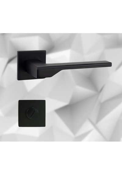 Stilo Siyah 5 Adet Oda 2 Adet Wc Kare Rozetli Kapı Kolu Set - Stılo Syh 5+2