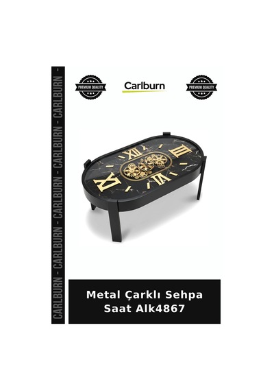 Metal Çarklı Sehpa Saat Salon Saati Masa Üstü Çok Renkli