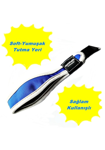 Kuvvetli Büyük Irk İçin Soft Darbe Emici Yaylı Köpek Gezdirme Tasması 4mm-64 Cm Mavi
