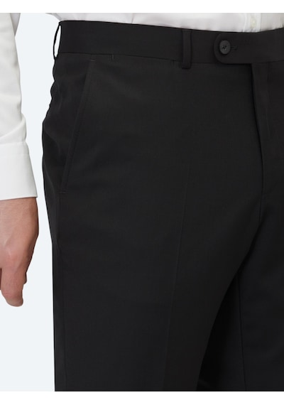 Kip Siyah Düz Dokuma Slim Fit Klasik Yün Karışımlı Pantolon Pant-454