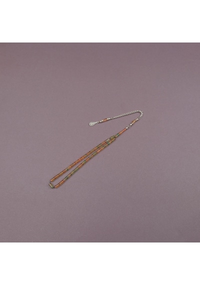 Sıkma Kehribar Bilek Boy Kesme Kesim 4x7mm Sallama Tesbih Yeşil-sarı