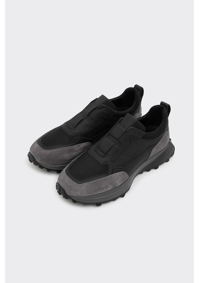 Derinet Hakiki Deri Comfort Taban Erkek Sneaker Siyah Gri Siyah Gri