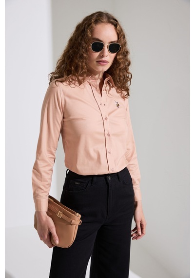 U.S. Polo Assn. Kadın Pembe Uzun Kollu Basic Gömlek 50329503 Vr172 Rose Gold