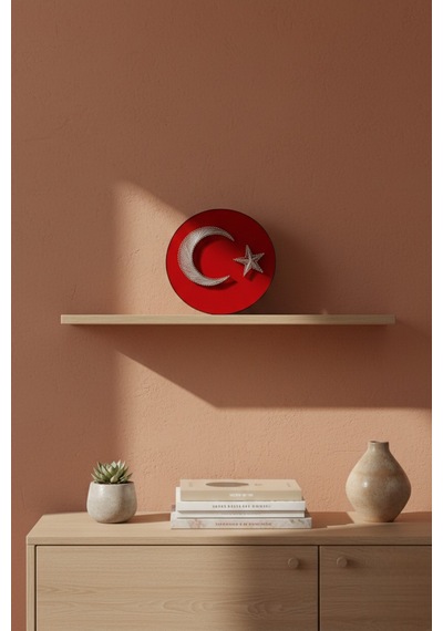 El Yapımı Ay Yıldız Filografi Tablo Türk Bayrağı Temalı Dekoratif Duvar Süsü 1