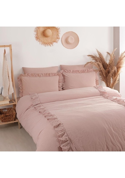 İyi Geceler İstanbul Romantica Brodeli Çift Kişilik Rose Renkli Nevresim Takımı Çok Renkli