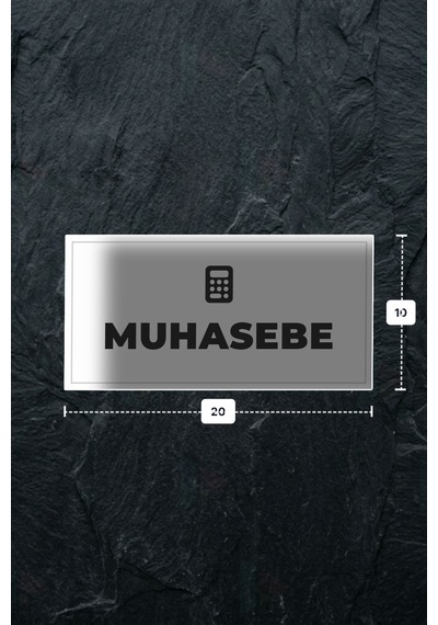 Muhasebe Yazılı - Metal - Beyaz Renk - Kapı İsimliği - 20x10 Cm