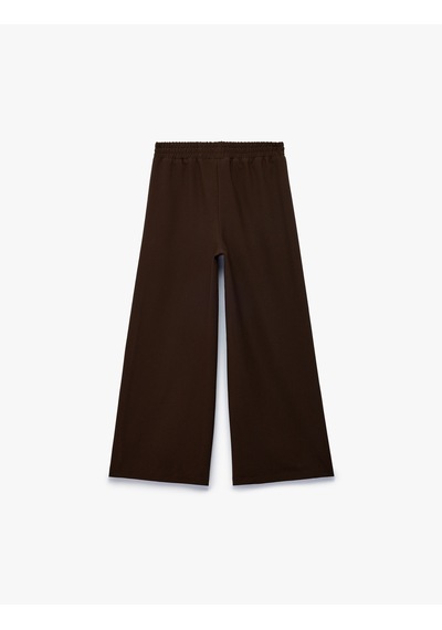 Koton Beli Bağcıklı Biyeli Geniş Paça Pantolon Kahverengi 6skg40095aw Kahve
