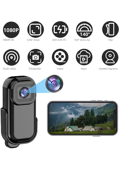 Torima Cmr-27 Siyah 1080p Hd Kayıt, 140 Geniş Açı, Klips Tasarımlı Giyilebilir Aksiyon Kamerası