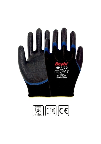 Beybi Nmf120 10 Beden 12li Mikro Köpük 1-2 Nitril Kaplı Polyester