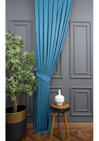 Evdepo Home Deniz Soft Pileli Fon Perde Turkuaz