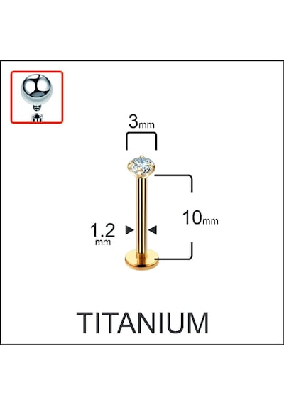 Yüksek Kalite G23 Titanium Pırlanta Modeli Dudak Piercingi Titanyum Piercing Altın
