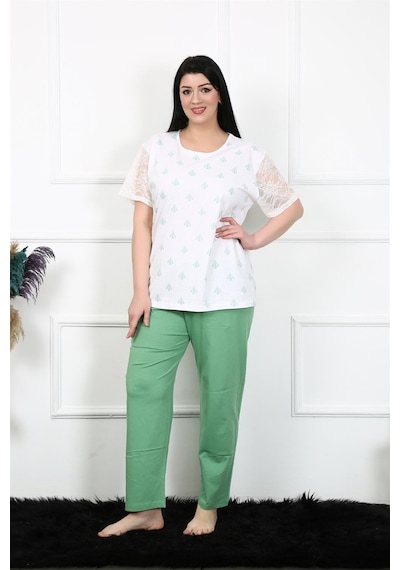 Akbeniz Kadın 5xl-6xl-7xl-8xl Büyük Beden Kısa Kol Pijama Takım 75001-beyaz Beyaz Akbeniz Kadın 5xl-6xl-7xl-8xl Büyük Beden Kısa Kol Pijama Takım 75001-beyaz Beyaz