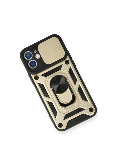Newface Apple İphone 12 Kılıf Pars Lens Yüzüklü Silikon - Gold Altın