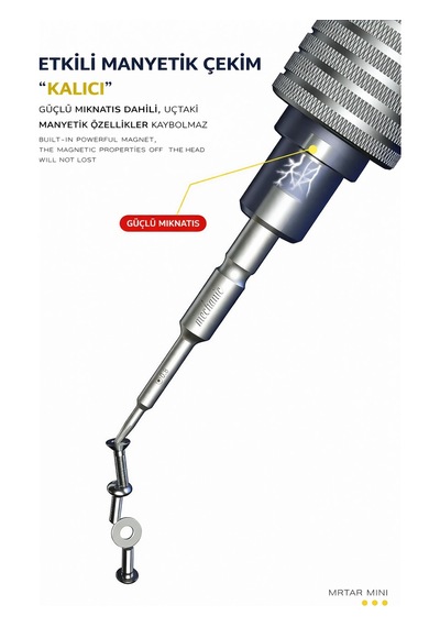 Mechanıc Mortar Mini 6 Sı 1 Arada Profesyonel Hassas Tornavida Seti Manyetik Uç, Sessiz Rulman, Magnezyum Alaşım,
