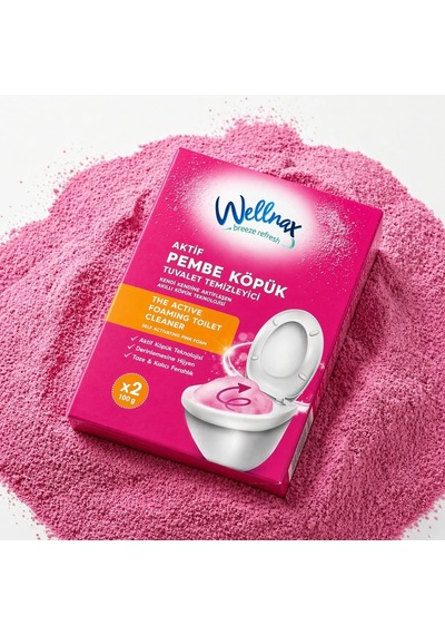 Wellnax Aktif Pembe Köpük Tuvalet Temizleyici 2x100 G