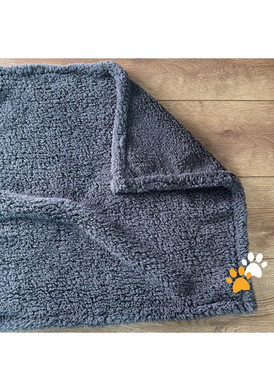 Kedi Köpek Battaniyesi Premium Peluş Evcil Hayvan Uyku Battaniyesi Yıkanabilir Gri 80x100
