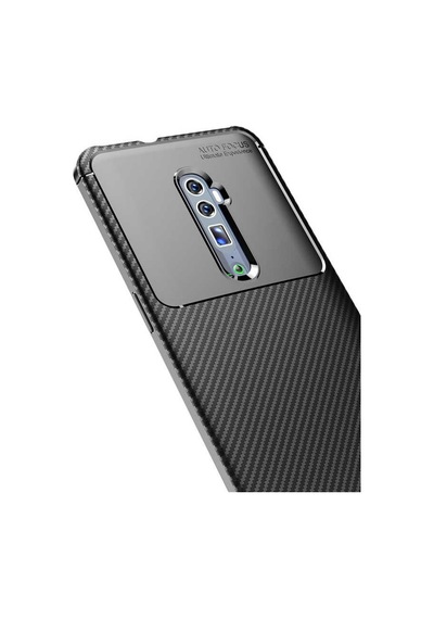 Noktaks - Oppo Reno 10x Zoom Uyumlu Kılıf Parmak İzi Tutmayan Karbon Negro Silikon Kapak - Siyah - T8808
