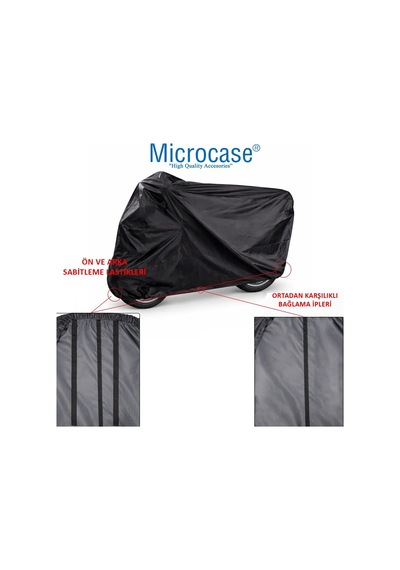 Microcase Universal Su Geçirmez Motosiklet Scooter Brandası Örtüsü Lastikli Taşıma Çantalı 185x70x100 Cm Al5493 Diğer