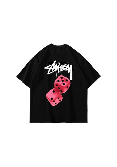 Tarzsokak Sts. Dice Sırt Baskılı Oversize Unisex Beyaz Siyah