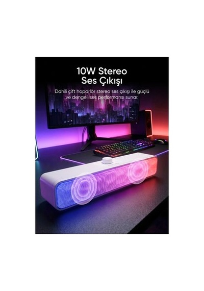 Mikado Md-sbt31 Beyaz 5w 2 1200mah Bt,rgb,tf Card,type-c ,usb Soundbar