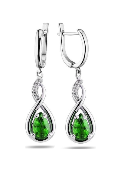 Brezza Lusso Jewelry 925 Ayar Su Damlası Zümrüt Zirkon Taşlı Gümüş Küpe