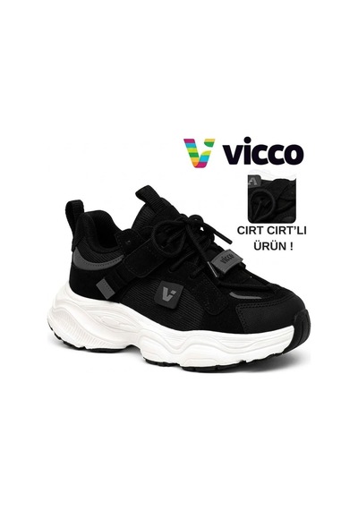 Vicco Çoçuk Unisex Kışlık Su Geçirmez Kaydırmaz Hafif Eva Taban Rahat Cilt Deri Spor Ayakkabı siyah