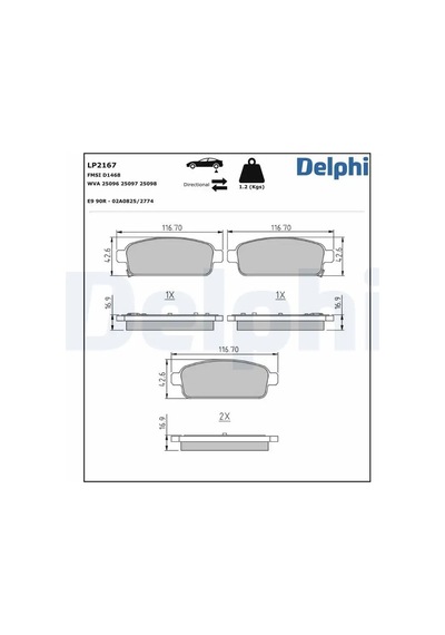 Opel Astra J Arka Fren Balatasi 2010-2020 Delphı Lp2167