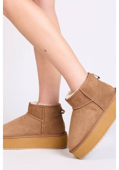 Emu Australia Leather Stinger Micro Flatform Water Resistant Koyun Derisi Koyun Kürkü Bot Camel