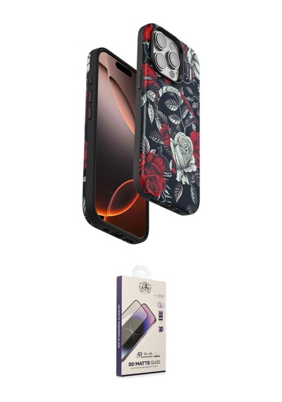 Cep 20-26 Apple Uyumlu İphone 14 Pro Max Kılıf Siluet Doku İkili Koruma Seti Najmaddin Beyaz